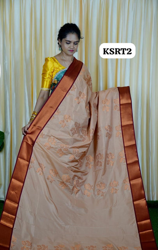 Premium soft semi silk sarees with contrast blouse🥳✅