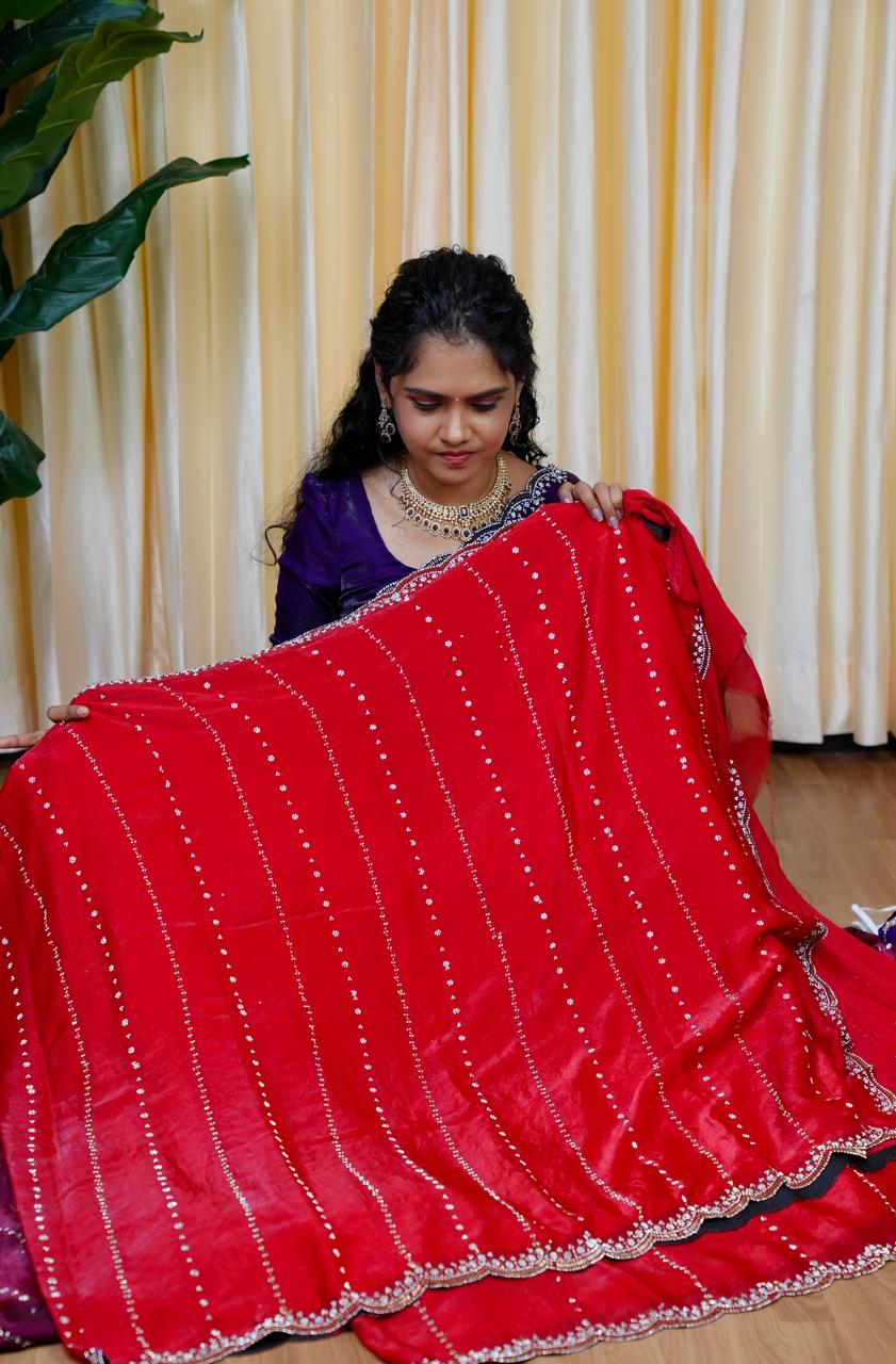 Premium space silk with real jarkhan diamond work 🥰😎🥳