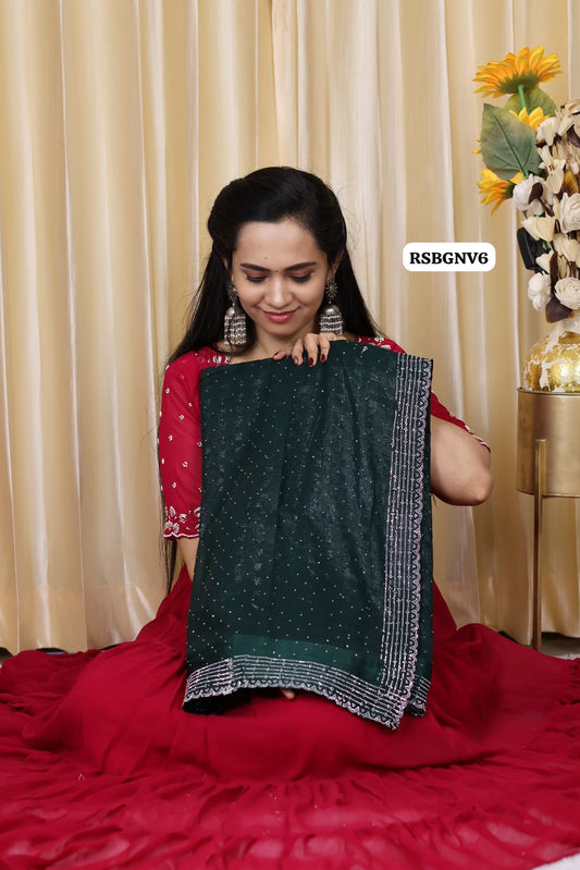 Designer saree with contrast blouse😍Ⓜ️