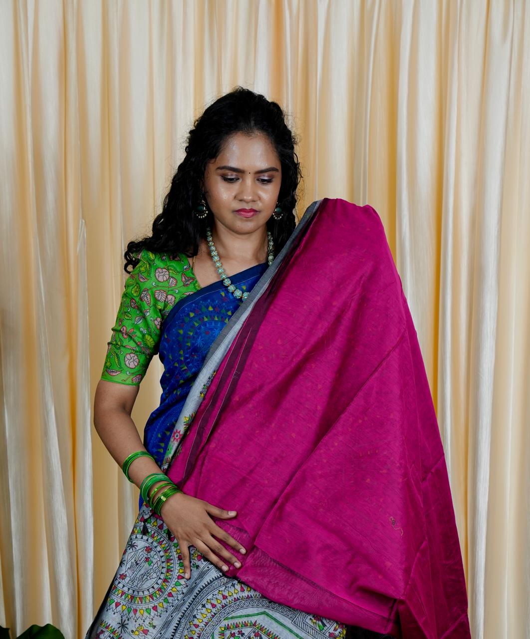 Cotton sarees with contrast plain blouse🥰🥳✅