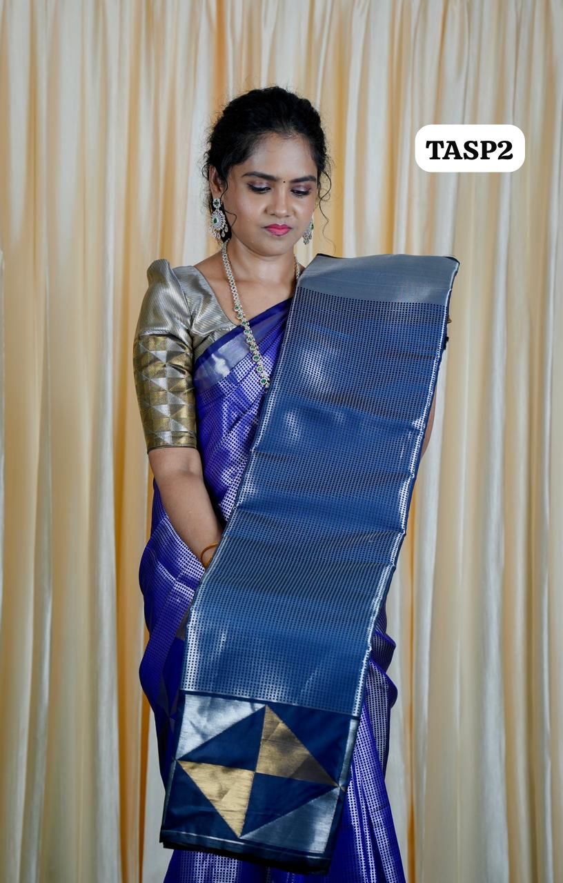 Tissue semi silk sarees in geometric pattern🥰🥳