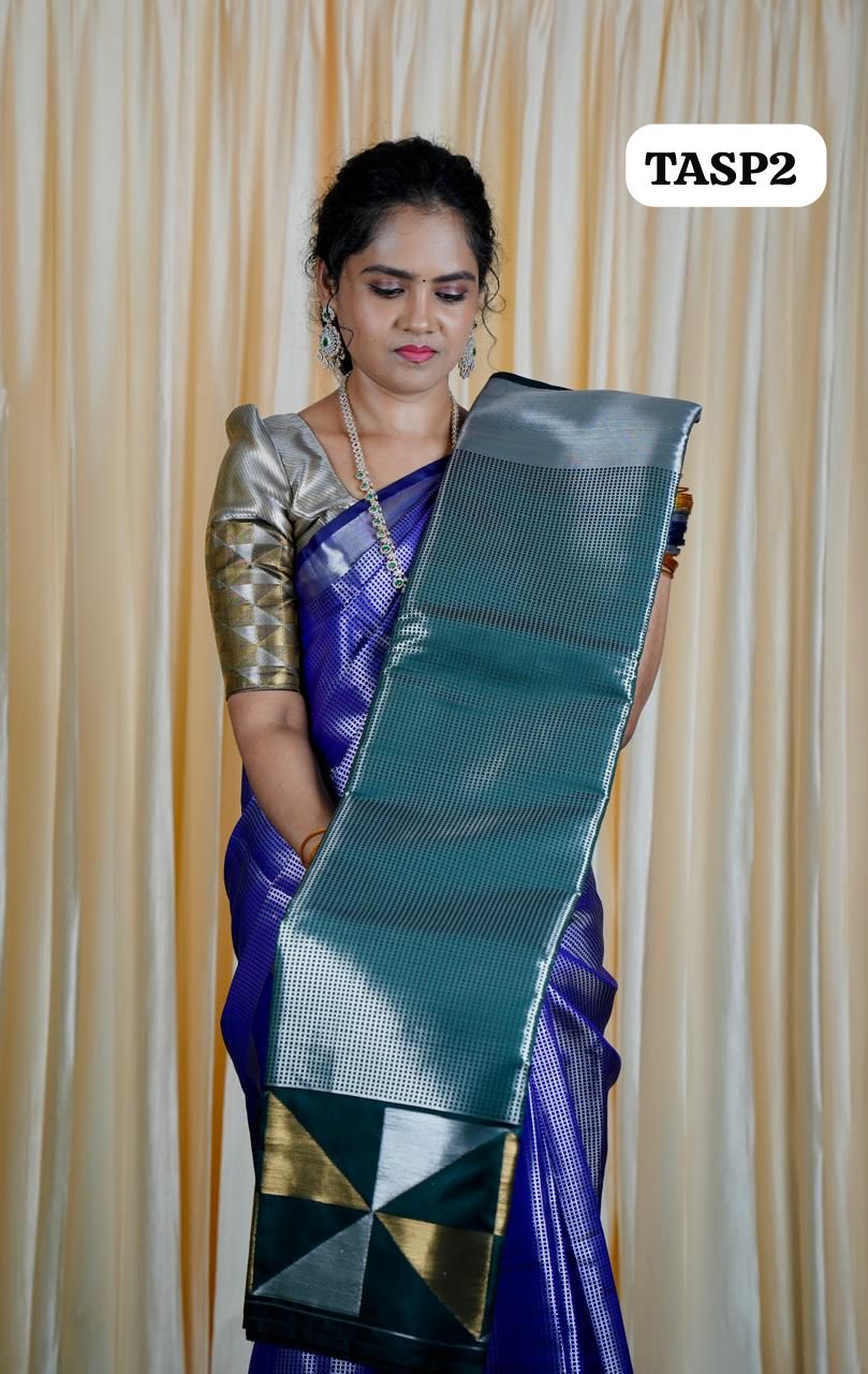 Tissue semi silk sarees in geometric pattern🥳