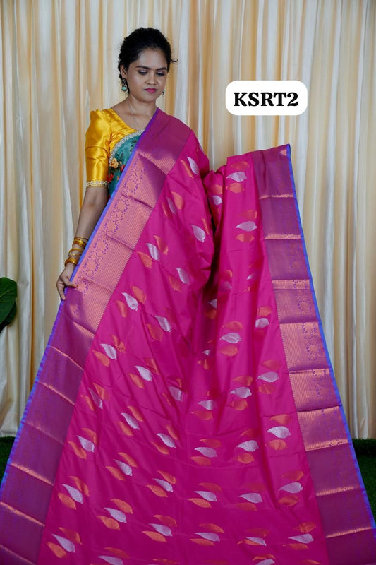Premium soft semi silk sarees with contrast blouse🥰🥳✅