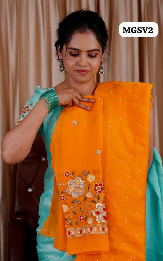 Space silk saree with pearl works🥳✅