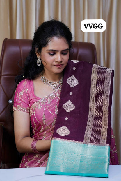 Warm silk saree with contrast border Turquoise blue🥳