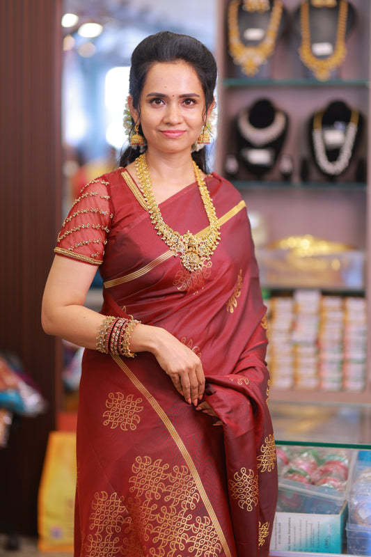 Kolam design saree  Maroon colour-Prebook 🥰😎⏰📚