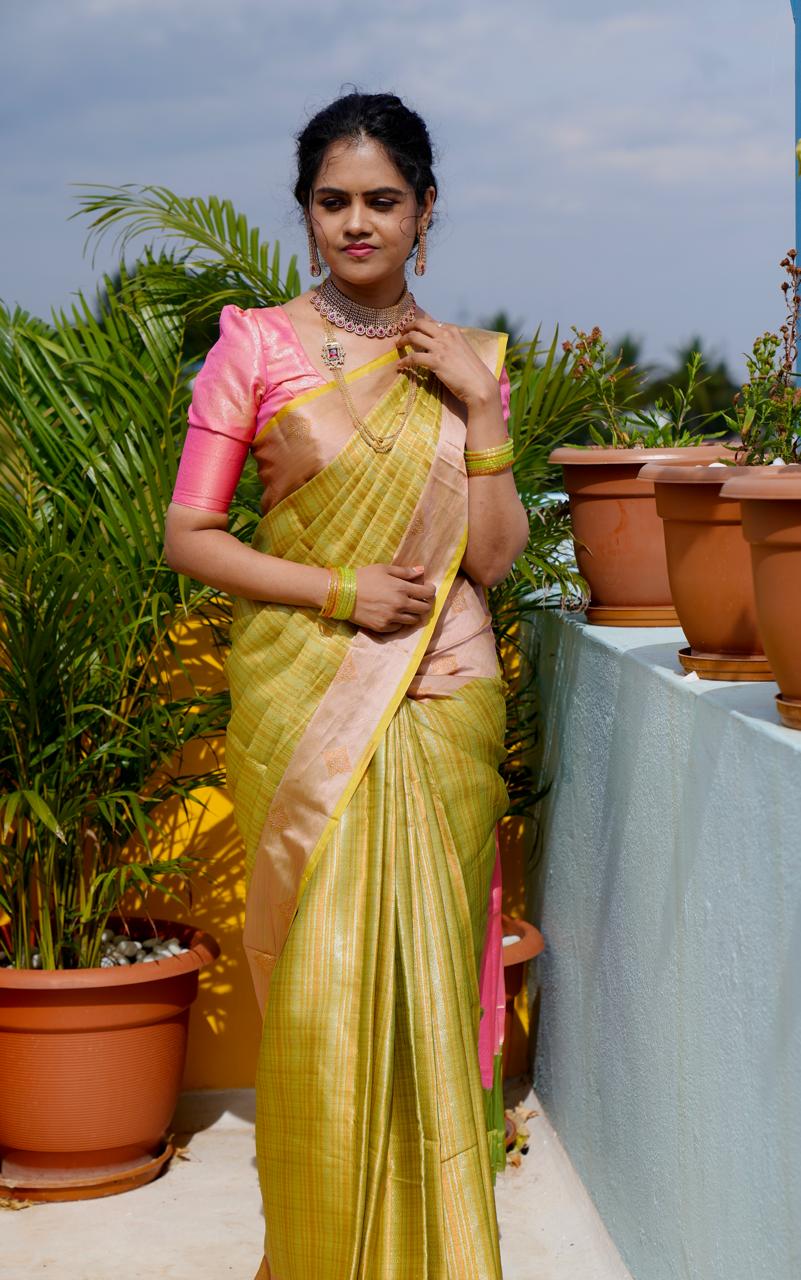 Semi silk saree with contrast blouse 🥳✅