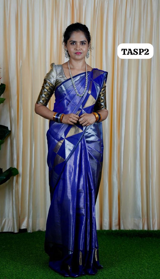 Tissue semi silk sarees in geometric pattern🥰🥳