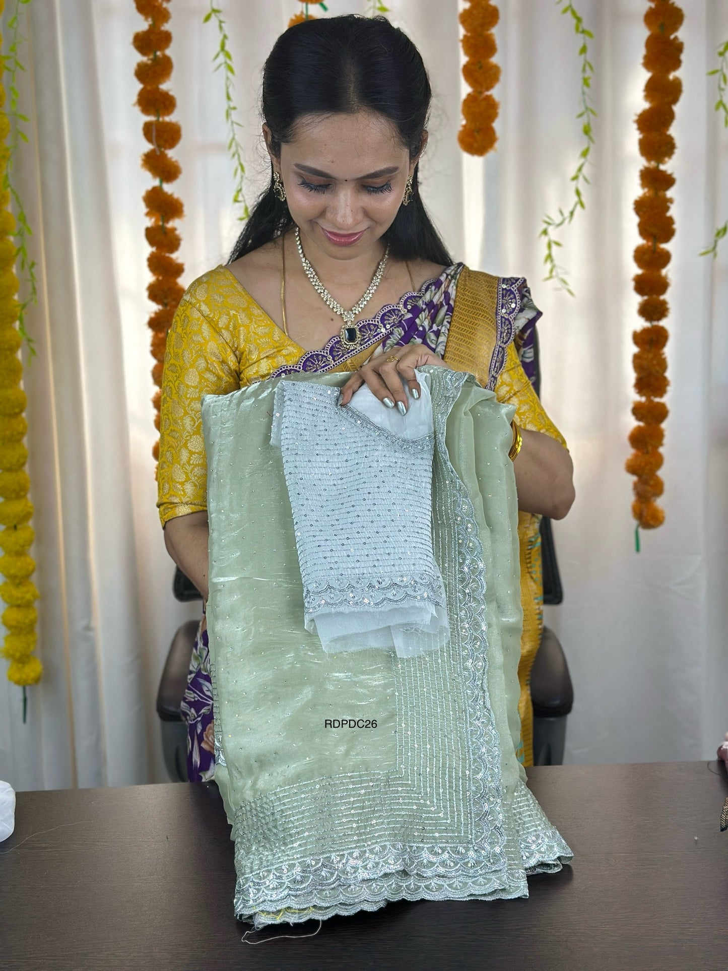 Jimmychoo saree with heavy work blouse