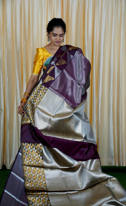 Tissue semi silk sarees in geometric pattern🥰🥳
