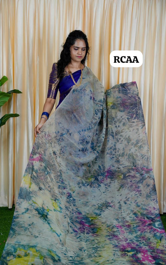 Organza saree with prints🥳