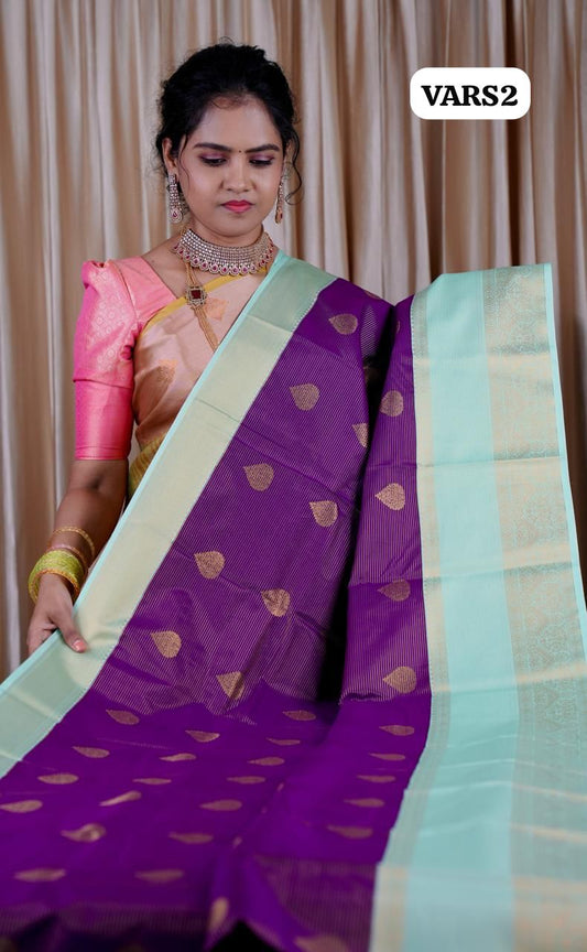 Premium Kanchi silk saree in check butta’s with contrast border🥰🥳