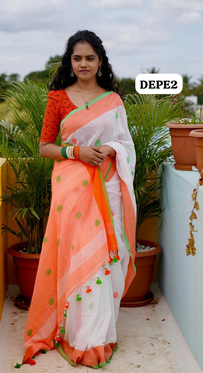 Khadhi cotton saree with embroidery work👇✅
