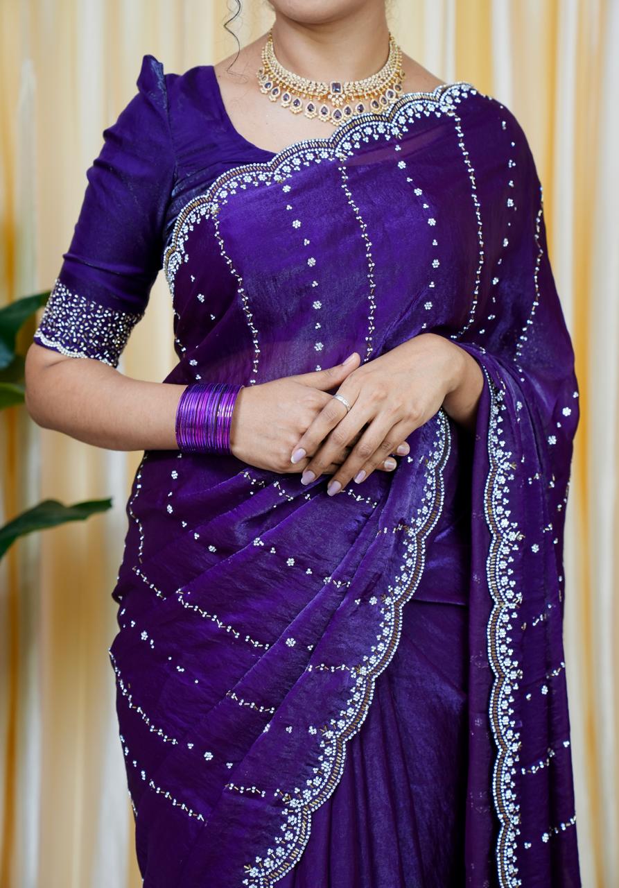 premium space silk with real. Jarkhan diamond work 🥳