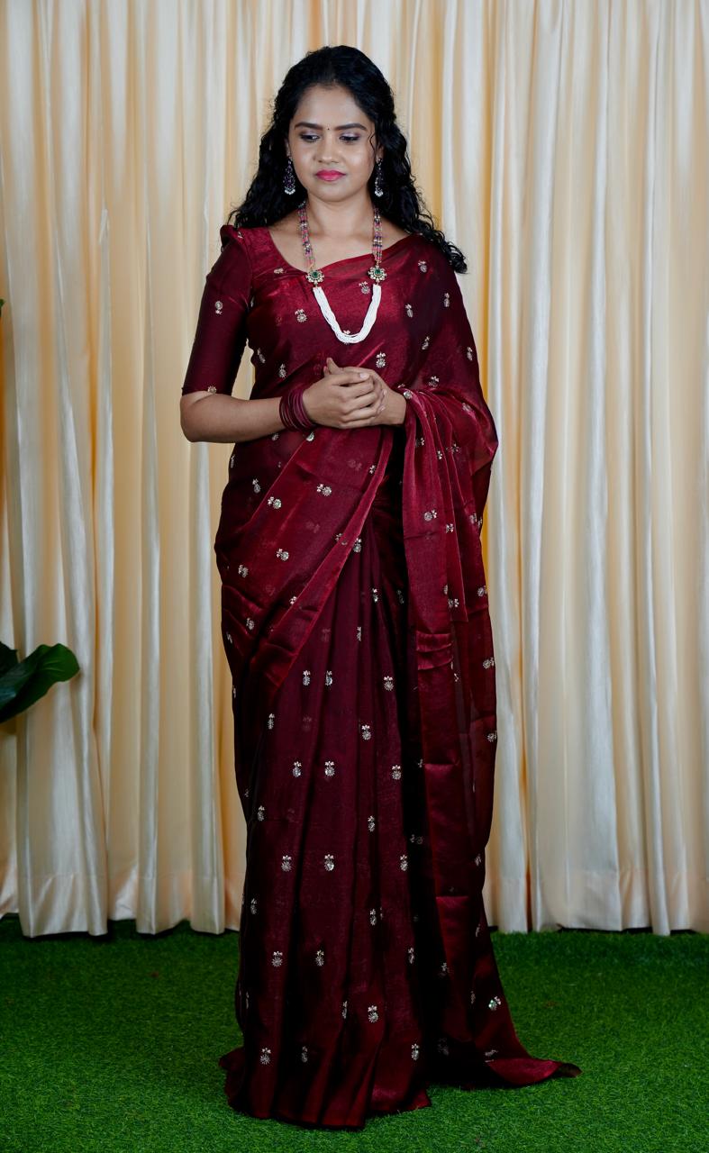 Space silk saree with same blouse 🥳✅
