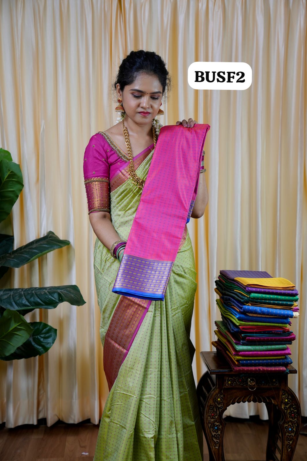 Soft silk sarees in thousand buttas style with Contrast Blouse🥰😎