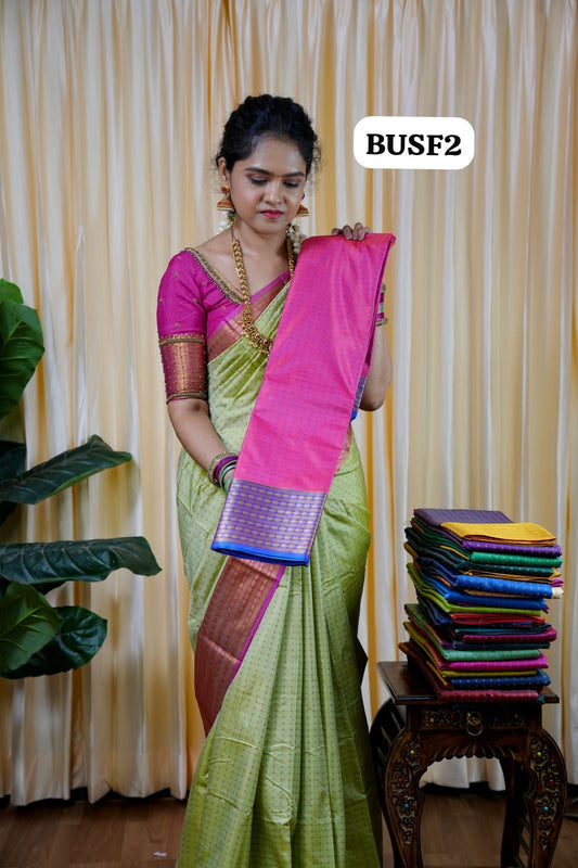 Soft silk sarees in thousand buttas style with Contrast Blouse🥰😎