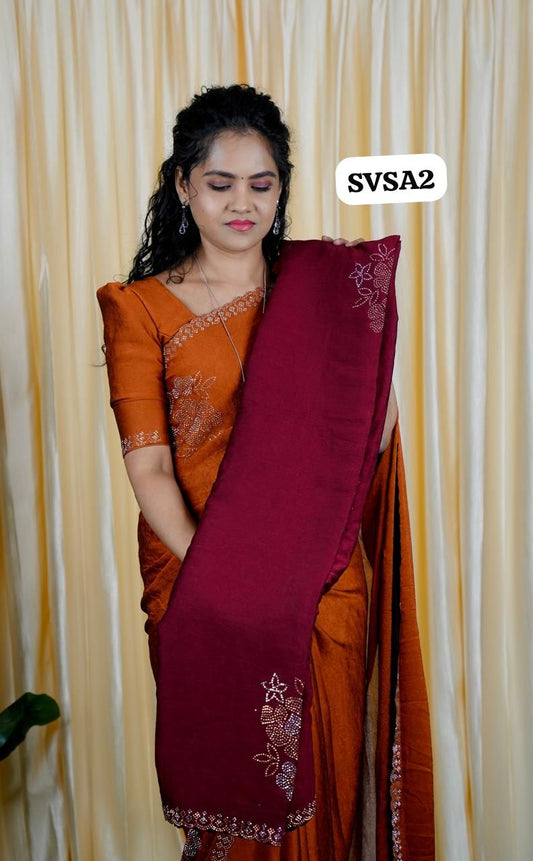 Georgette crushed fabric with sivoski work🥰🥳✅