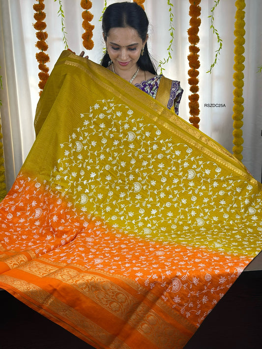 Warm katan silk saree.