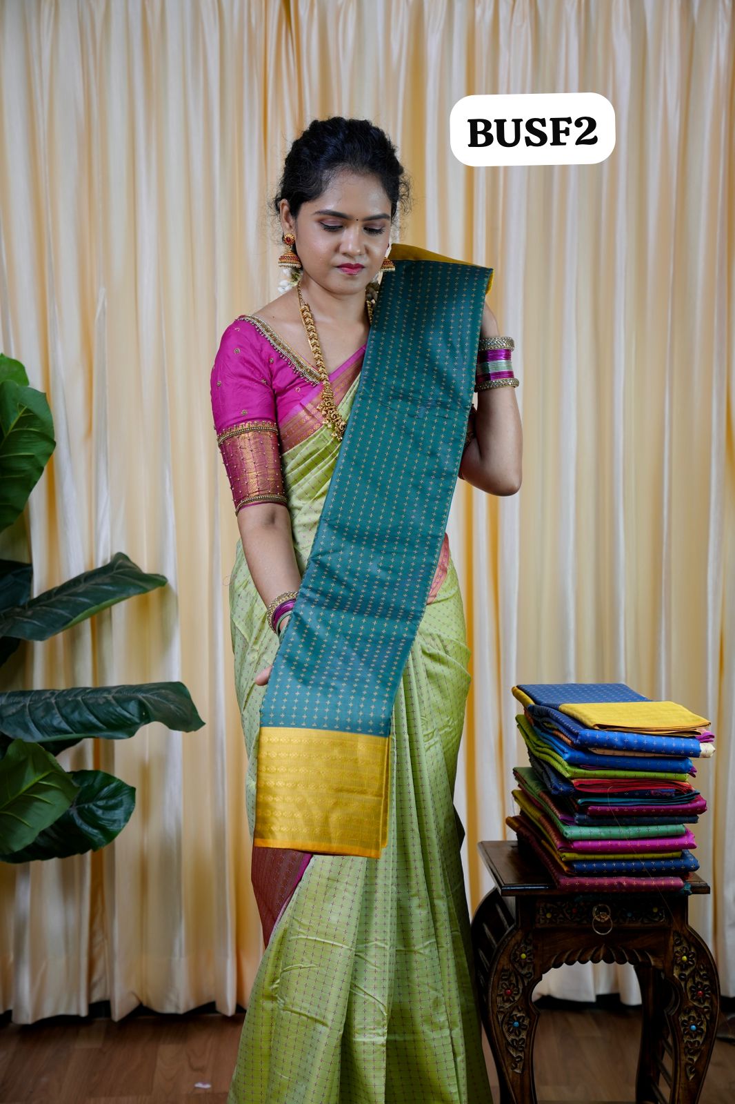 Soft silk sarees in thousand buttas style with Contrast Blouse🥰😎