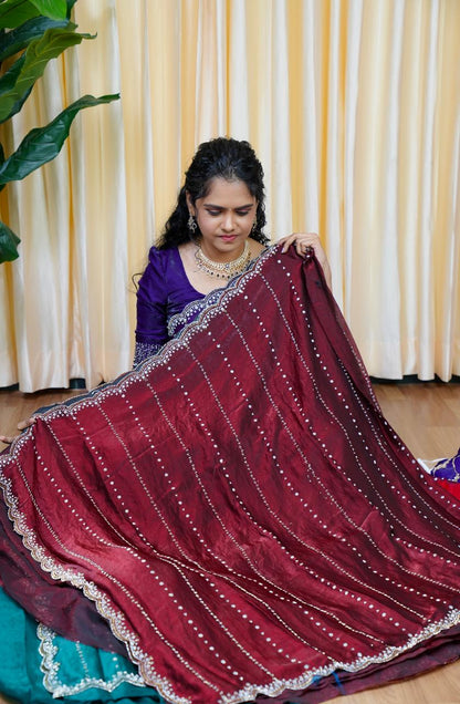 premium space silk with real. Jarkhan diamond work 🥳