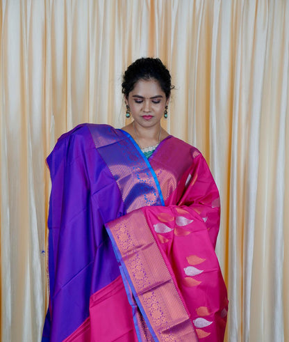 Premium soft semi silk sarees with contrast blouse🥰🥳✅