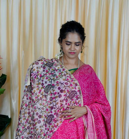 Jute linen sarees With kalamkari style blouse🥳✅