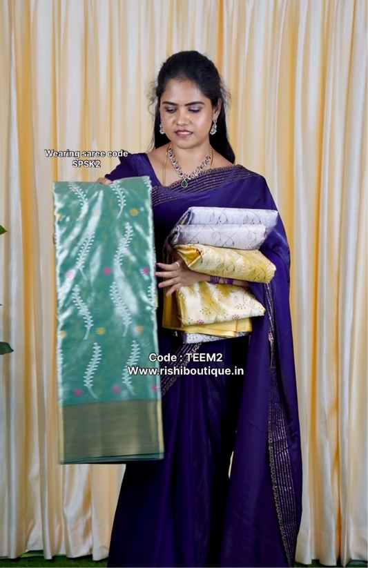 Tissue saree. with embroidery🥳