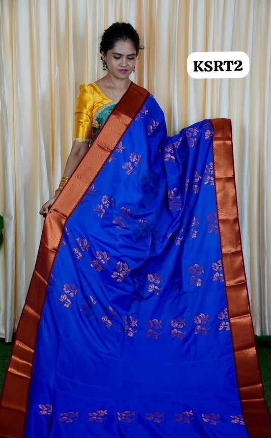 Premium soft semi silk sarees with contrast blouse🥰🥳✅