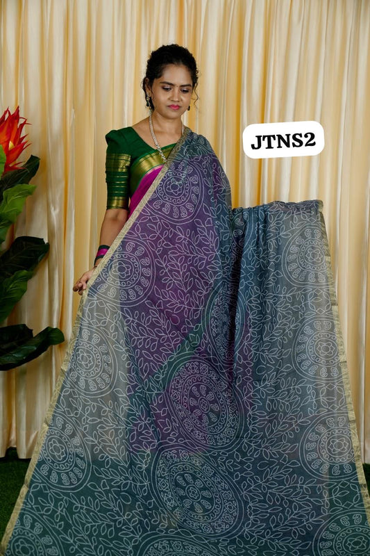 Jute linen sarees With kalamkari style blouse🥰🥳✅