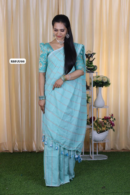 Khadhi cotton saree with zari weaving 🥳