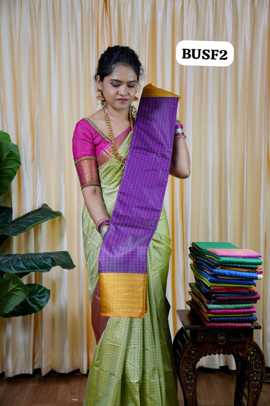 Soft silk sarees in thousand buttas style with Contrast Blouse🥰😎