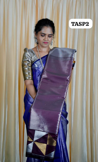 Tissue semi silk sarees in geometric pattern🥰🥳
