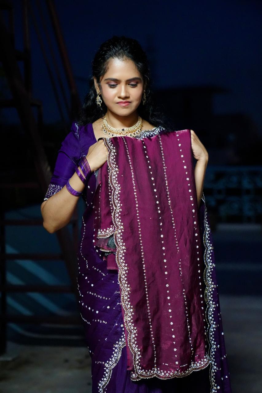 premium space silk with real. Jarkhan diamond work🥳