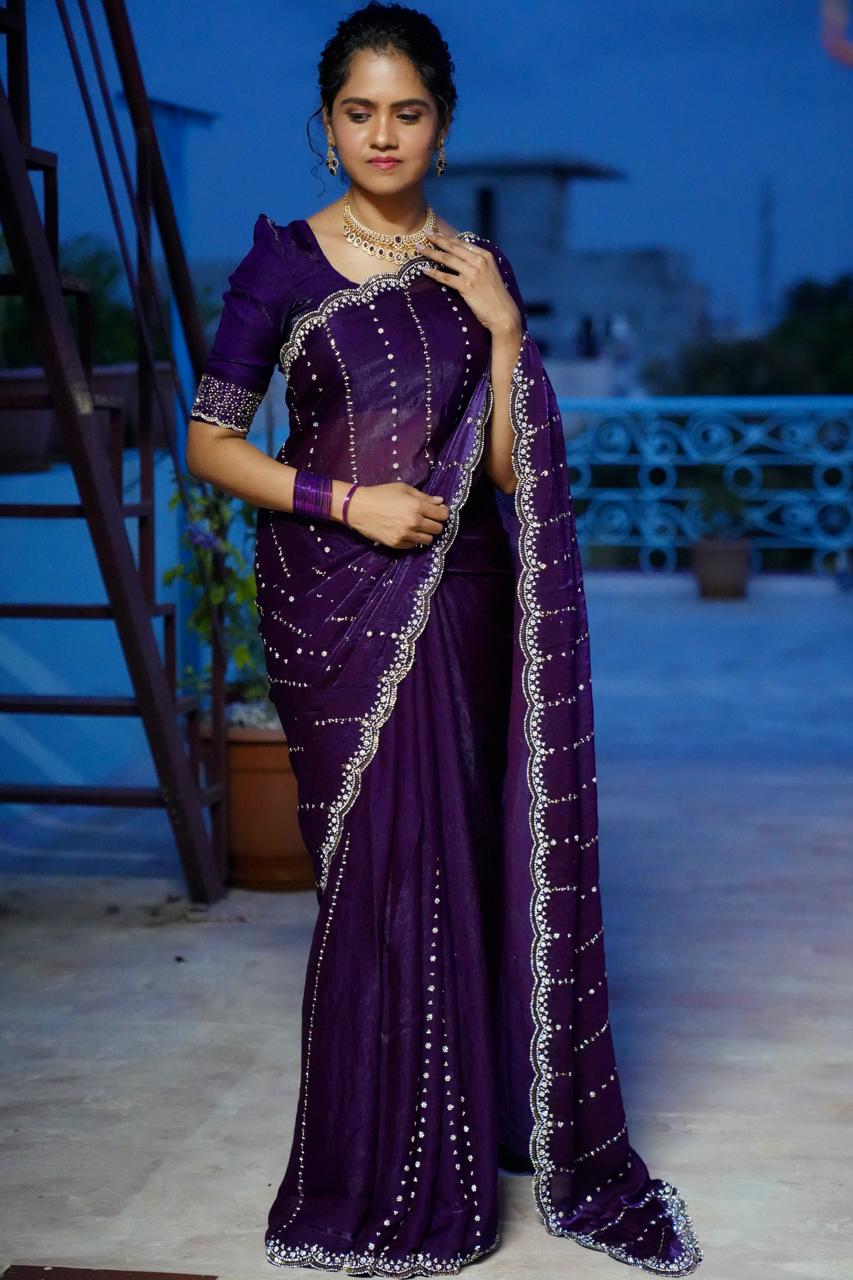 premium space silk with real. Jarkhan diamond work 🥳