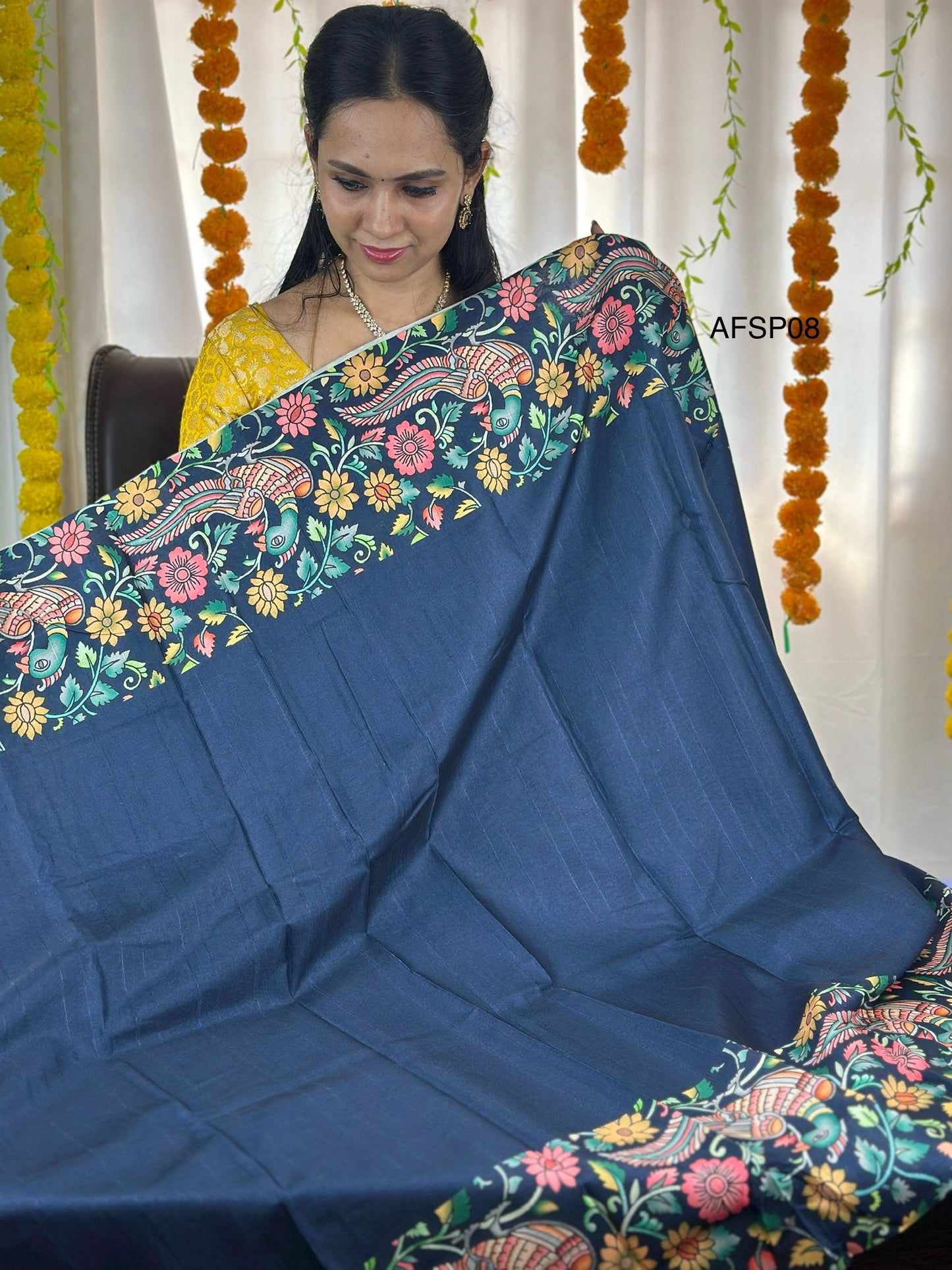 Tussar semi silk saree with kalamkari design offer 🤩