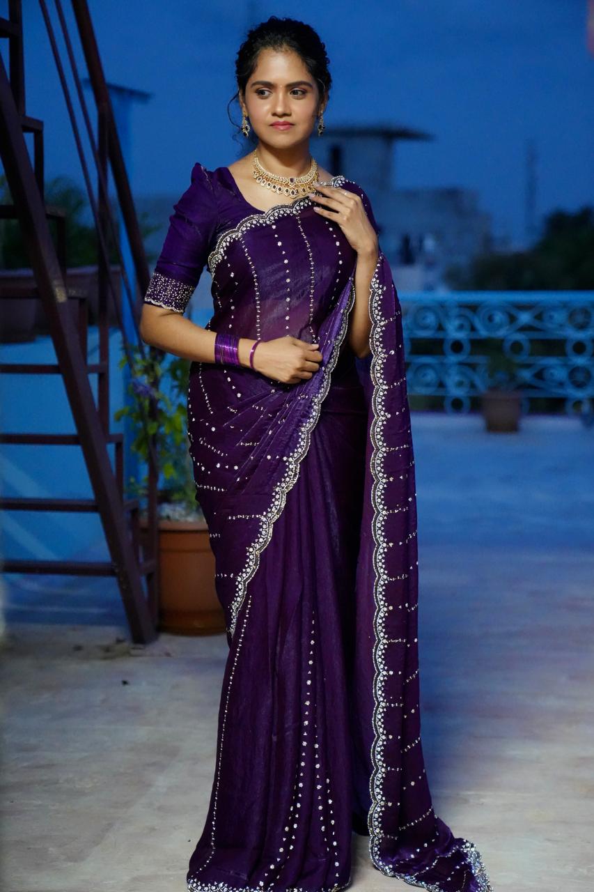 premium space silk with real. Jarkhan diamond work 🥳