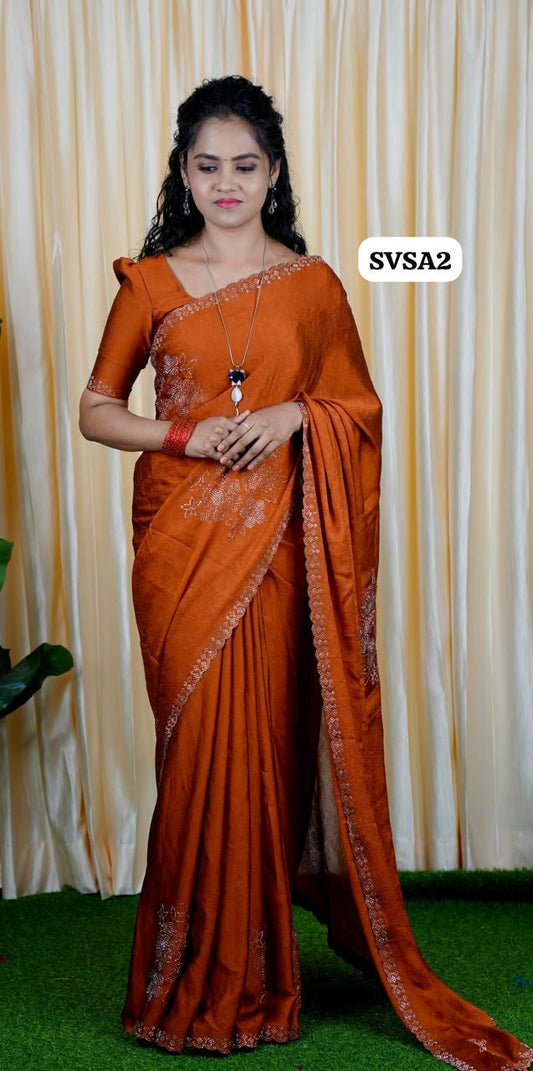 Georgette crushed fabric with sivoski work🥳✅