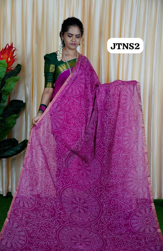 Jute linen sarees With kalamkari style blouse🥰🥳✅
