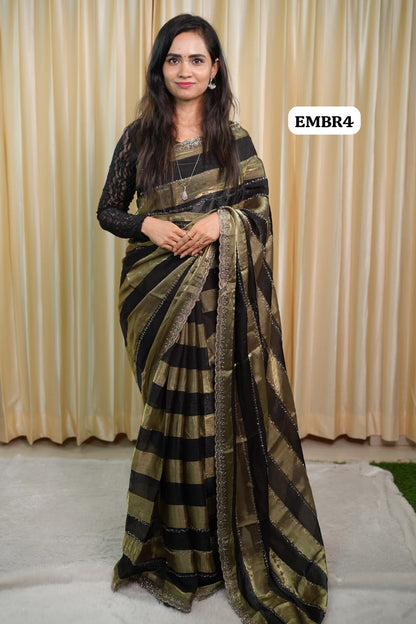 Space silk with stone work saree🥳