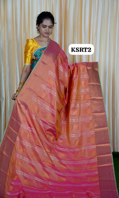 Premium soft semi silk sarees with contrast blouse🥳✅