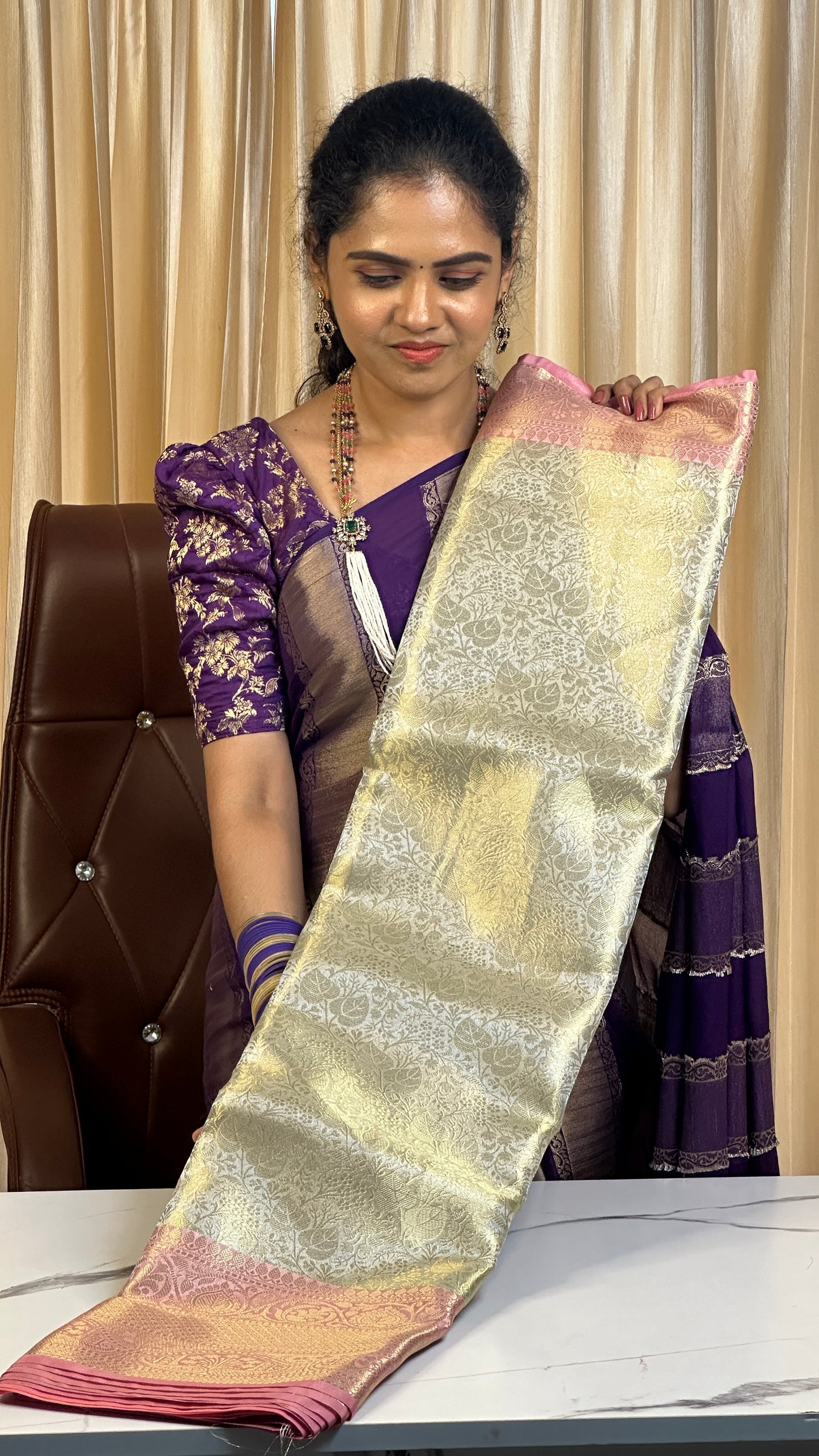 Bridal engagement wear tissue sarees