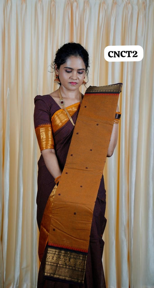 Premium kanchi korvai Chettinad cotton sarees with buttas🥰