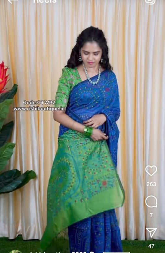 Cotton sarees with contrast plain blouse🥳✅