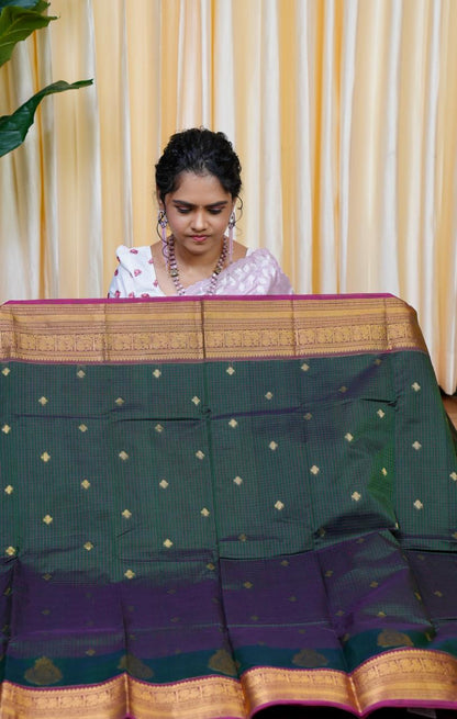 Premium Kanchi cotton sareesmall checked 🥳