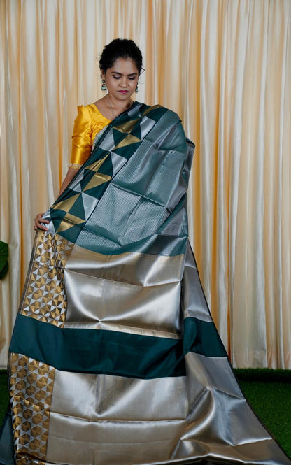 Tissue semi silk sarees in geometric pattern🥳