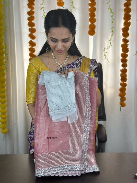 Jimmychoo saree with heavy work blouse❌