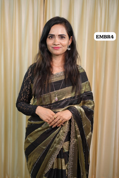 Space silk with stone work saree🥳