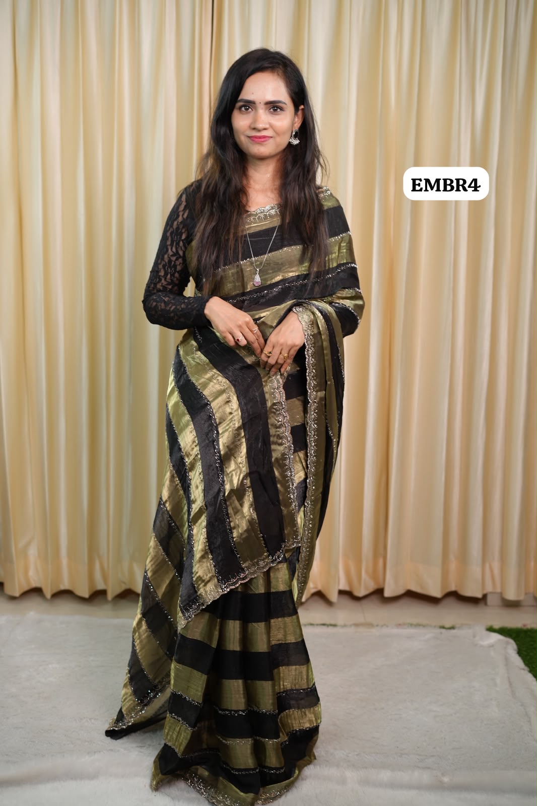 Space silk with stone work saree🥳