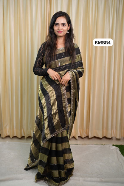 Space silk with stone work saree🥳